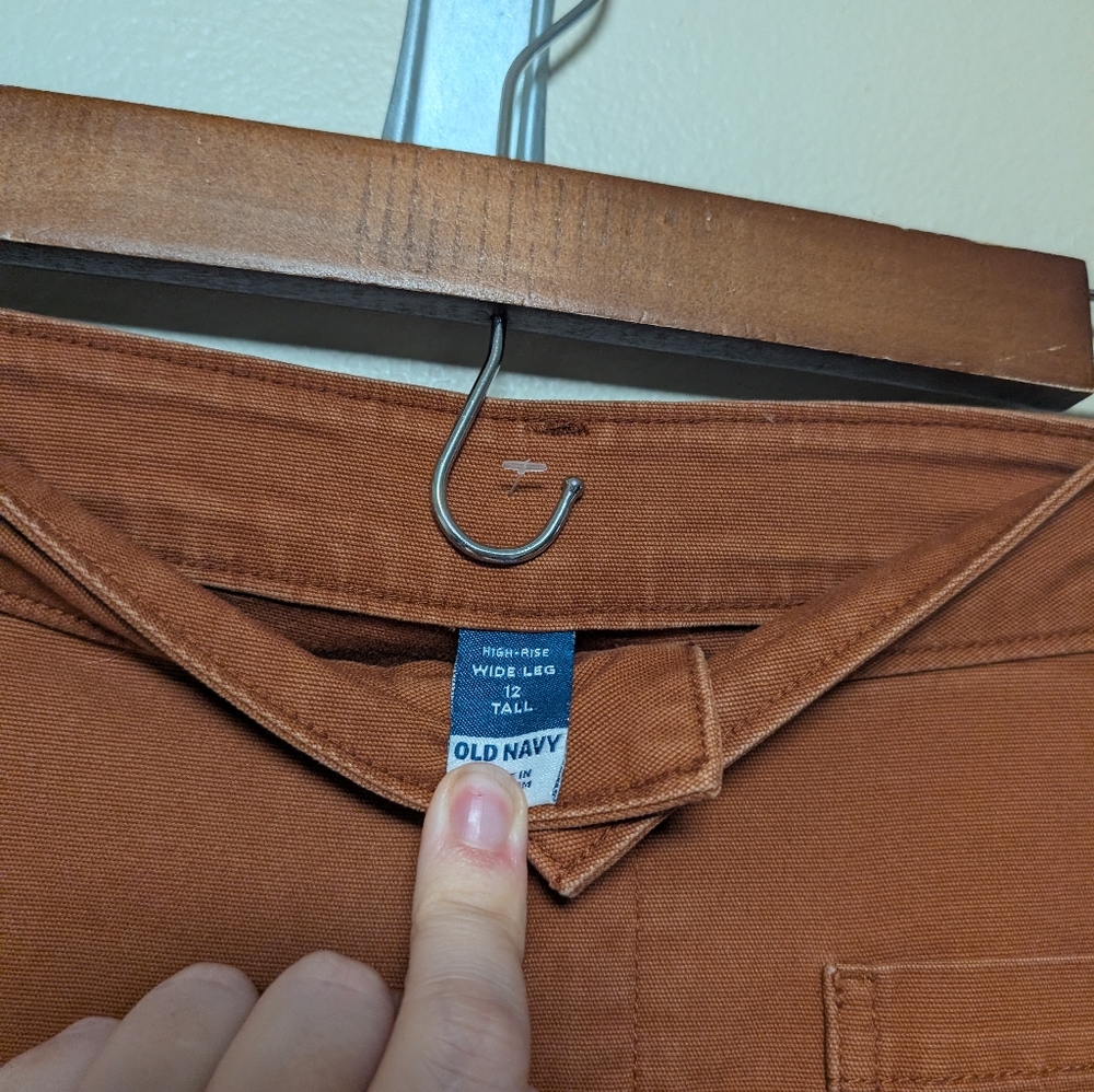 Old Navy 12 Tall High Rise Wide Leg Rust Pants Stretch - Picture 4 of 7
